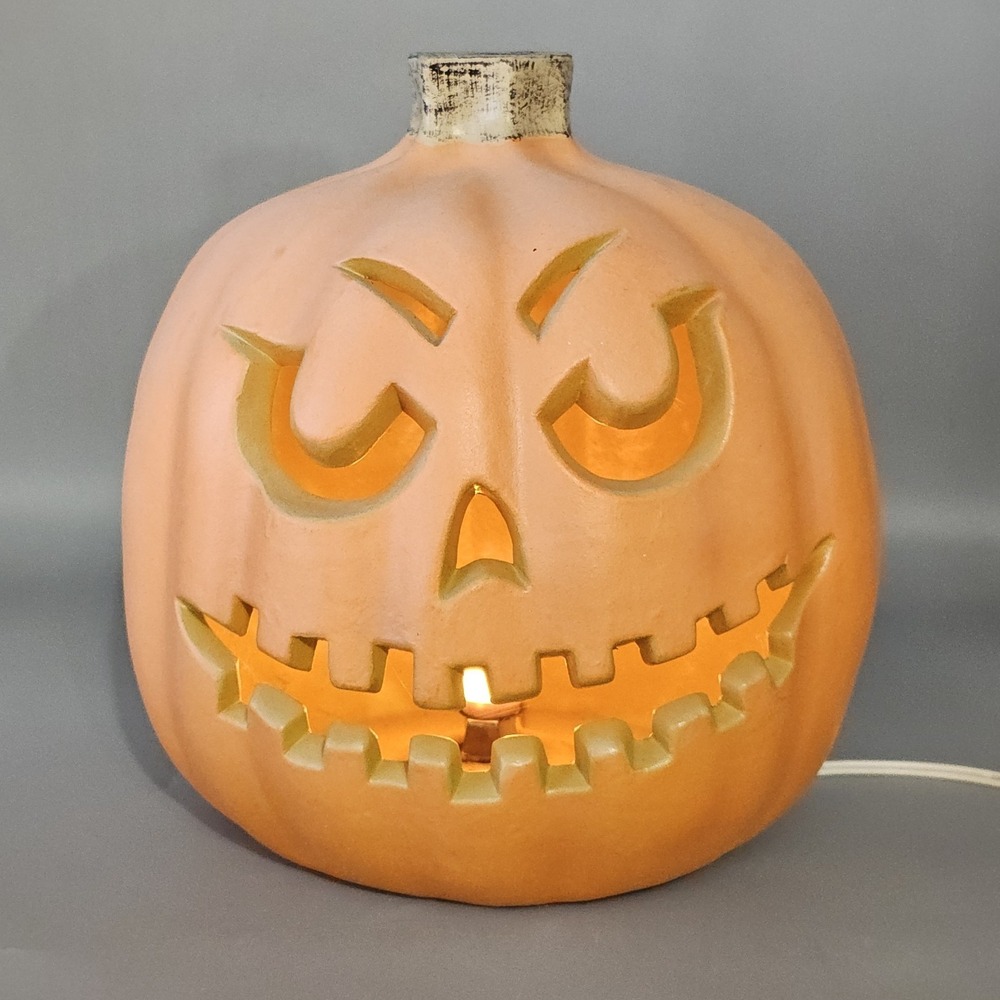 Vintage 90s 10" Lighted Pumpkin Halloween Jack-O-Lantern Plastic Blow Mold